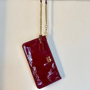 Leather Coach Maroon Wristlet